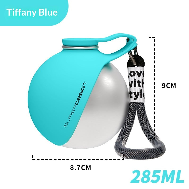 Blue printed 285ml travel dog water bottle dimensions