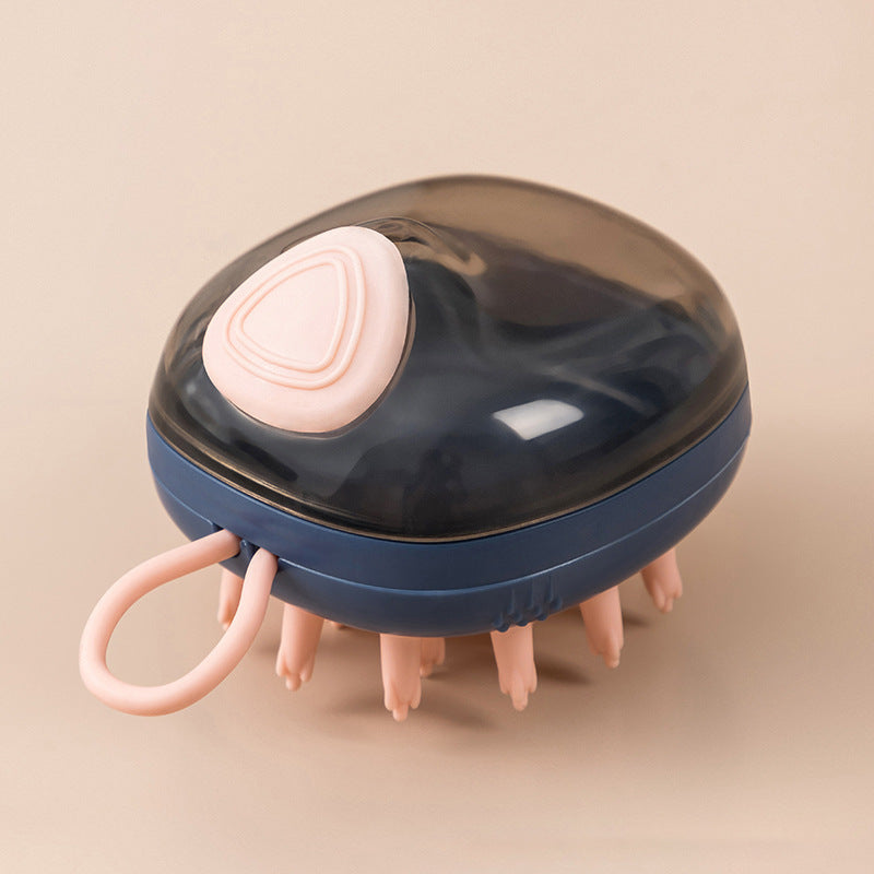 Navy soap-dispensing pet bath brush