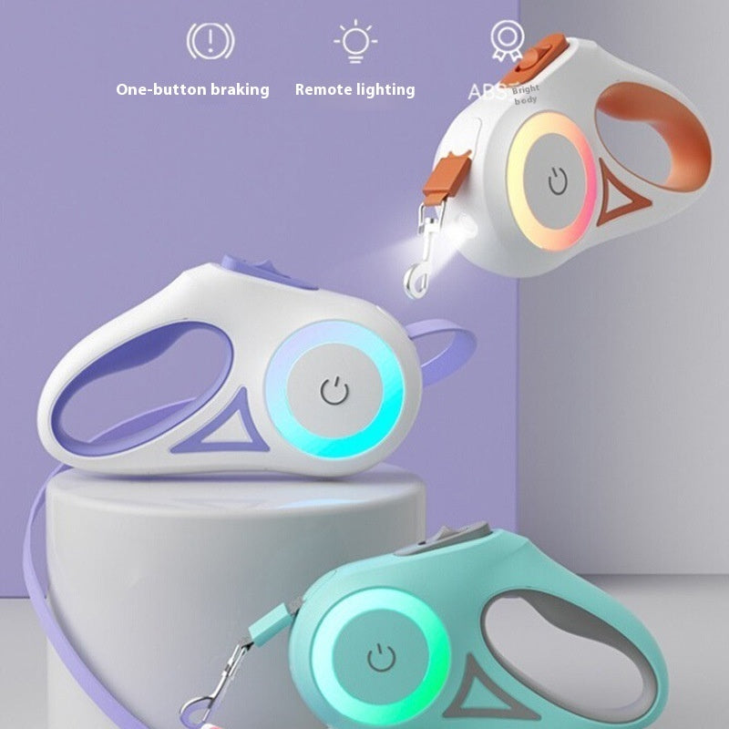 LED retractable leashes in three colours