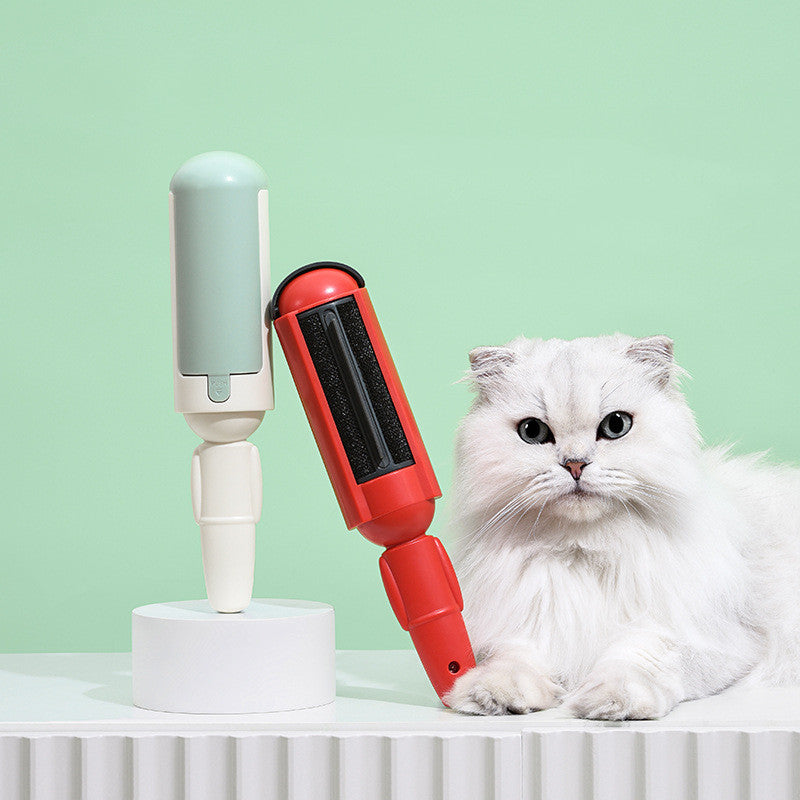 Green and red self-cleaning pet hair rollers