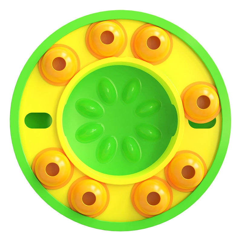 Green rotating pet puzzle feeder