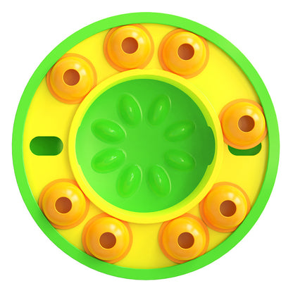 Green rotating pet puzzle feeder