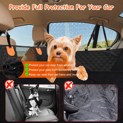 Mesh viewing window on a dog car seat cover