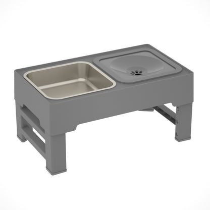 Grey elevated double bowl with stainless steel insert