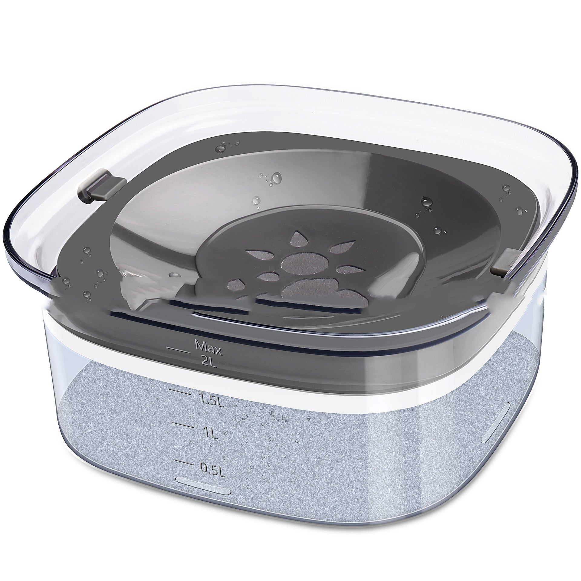 Transparent spill-proof pet water bowl
