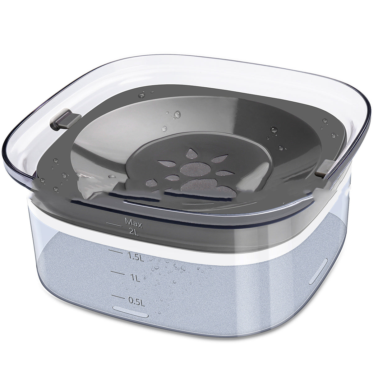 Transparent spill-proof pet water bowl