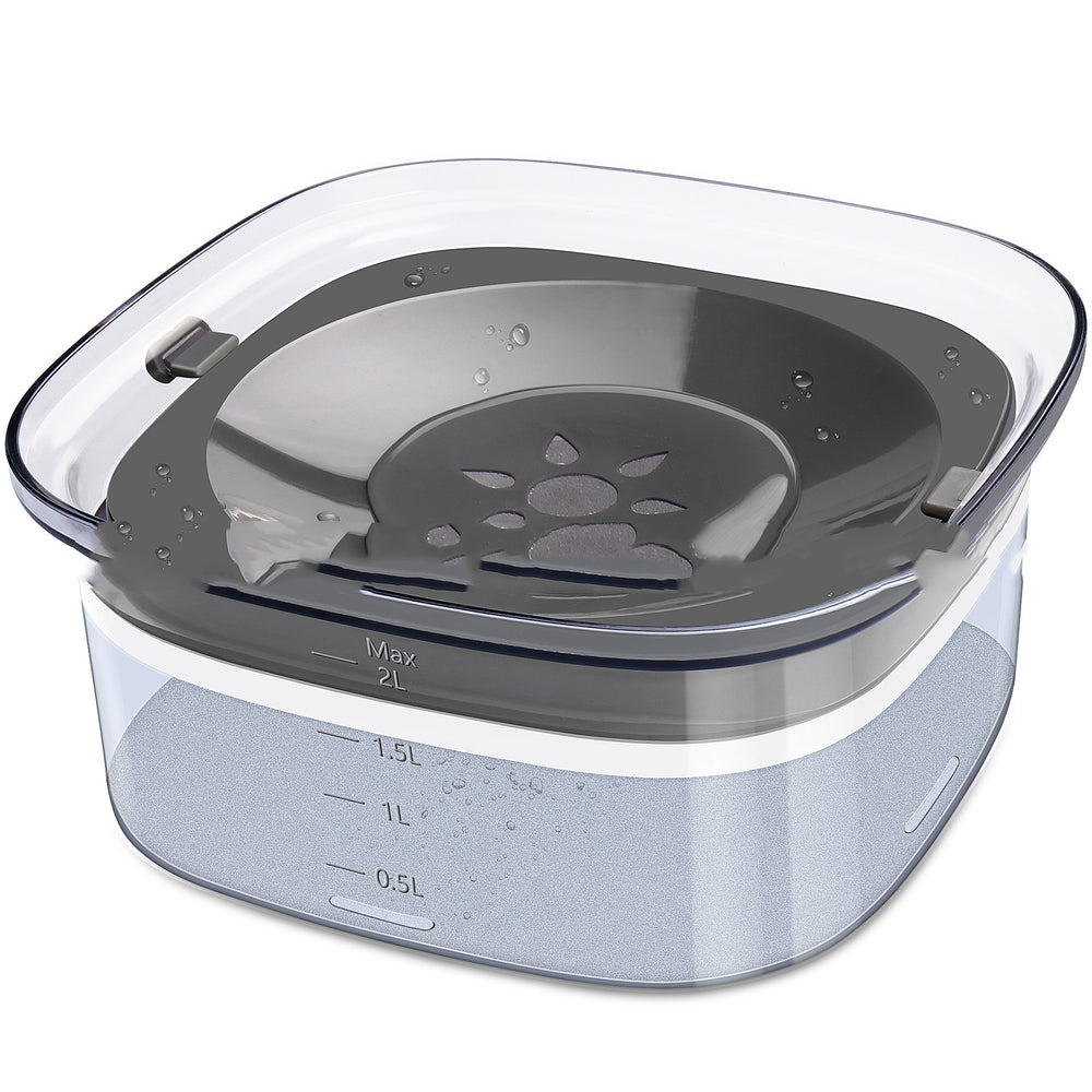 Transparent spill-proof pet water bowl