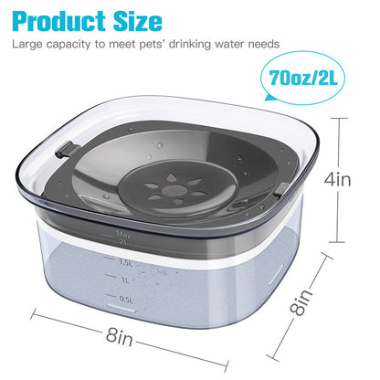 Dimensions of the 2L spill-proof pet water bowl