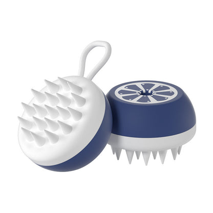 Navy silicone pet bath brush with massage bristles