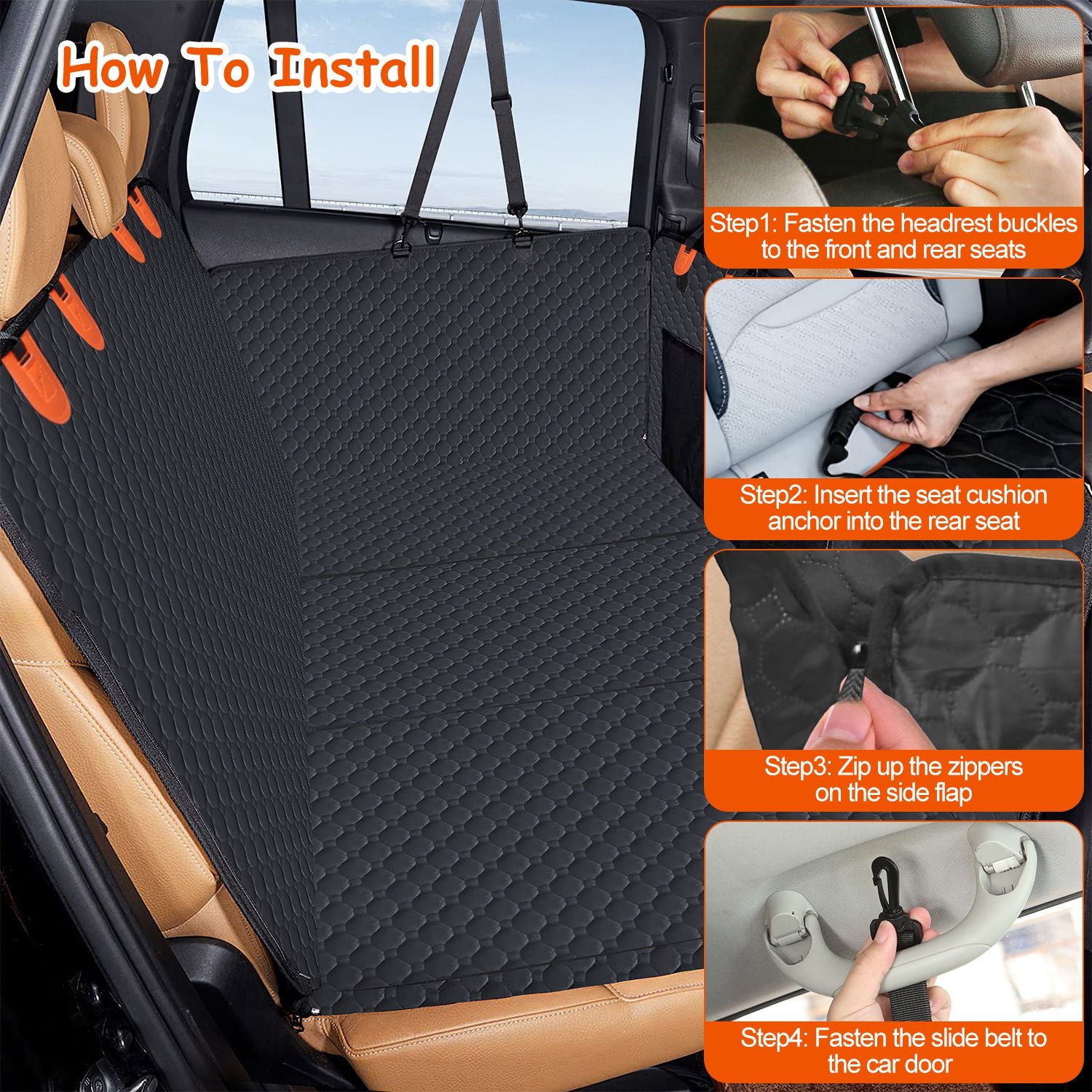Hard-bottom support panel in a dog backseat cover