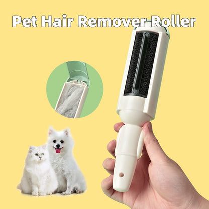 Self-cleaning pet hair remover roller