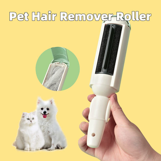 Self-cleaning pet hair remover roller