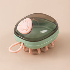 Green soap-dispensing pet bath brush