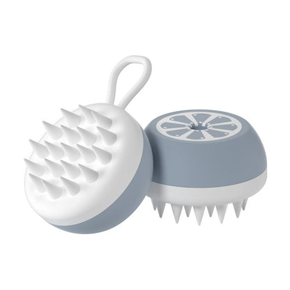 Grey silicone pet bath brush with massage bristles