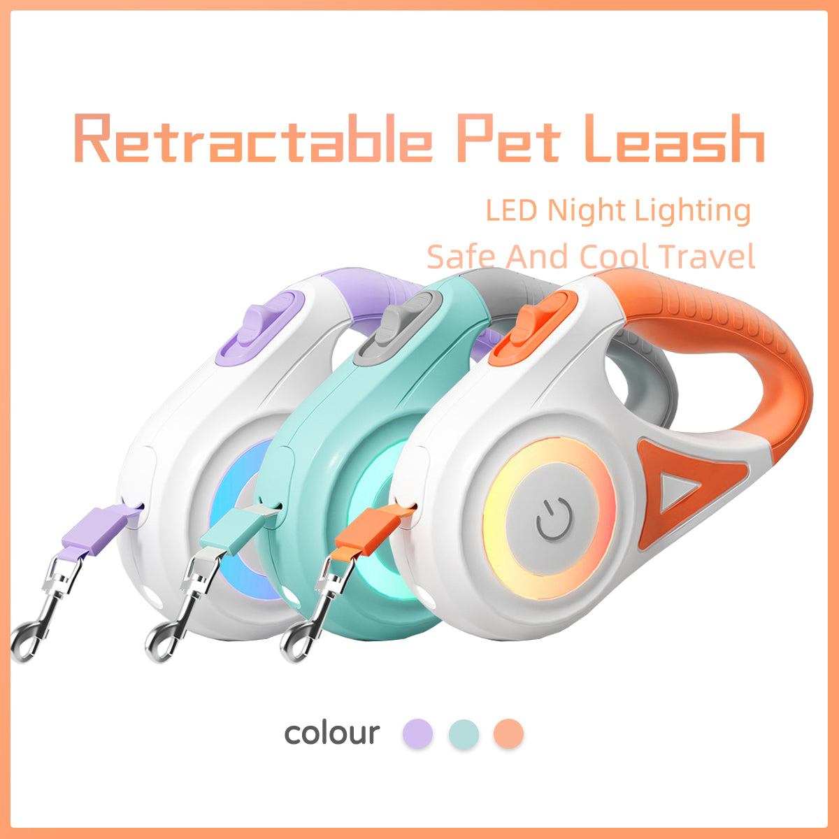 Retractable pet leash colour options