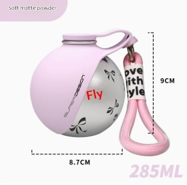 Pink printed stainless steel travel dog water bottle