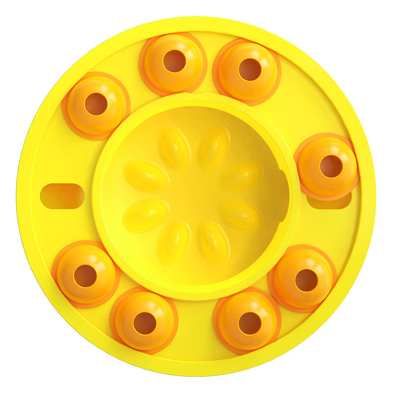 Yellow slow-feeder puzzle bowl