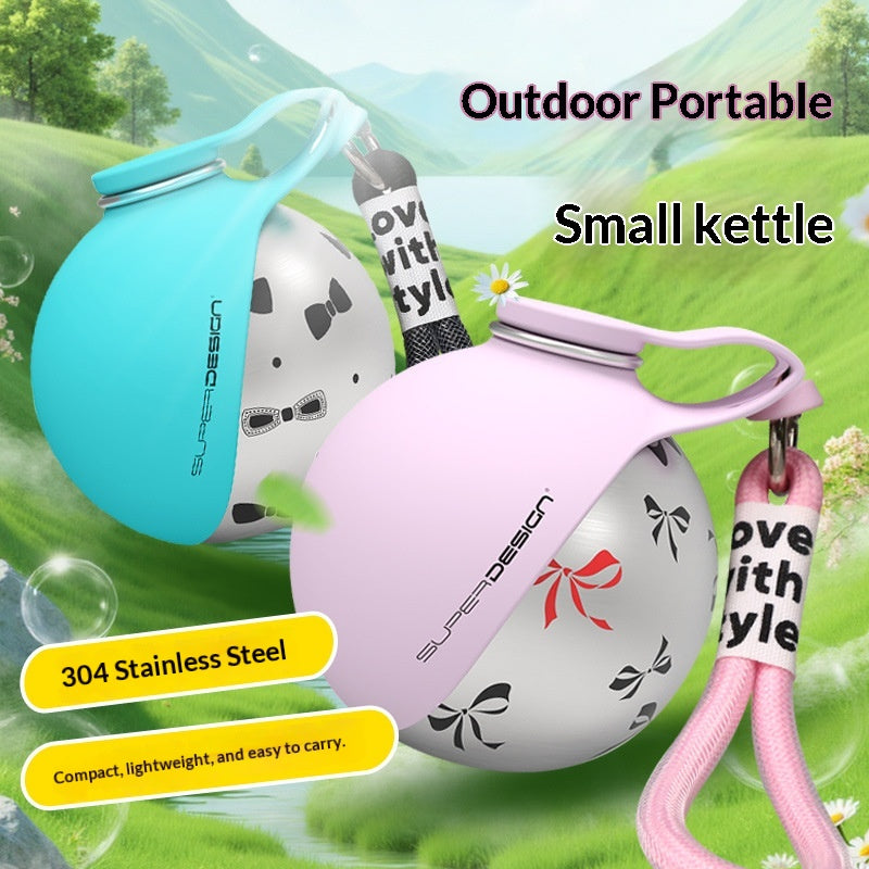 Blue and pink stainless steel travel dog water bottles outdoors