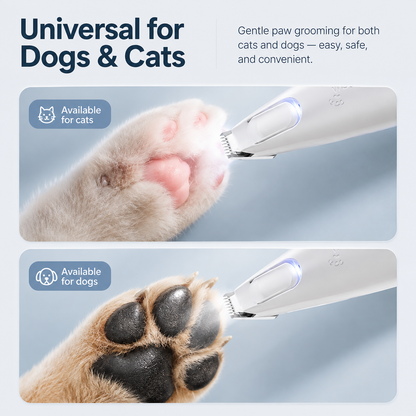 Quiet LED Paw Trimmer for Dogs & Cats – Rechargeable Grooming Clipper