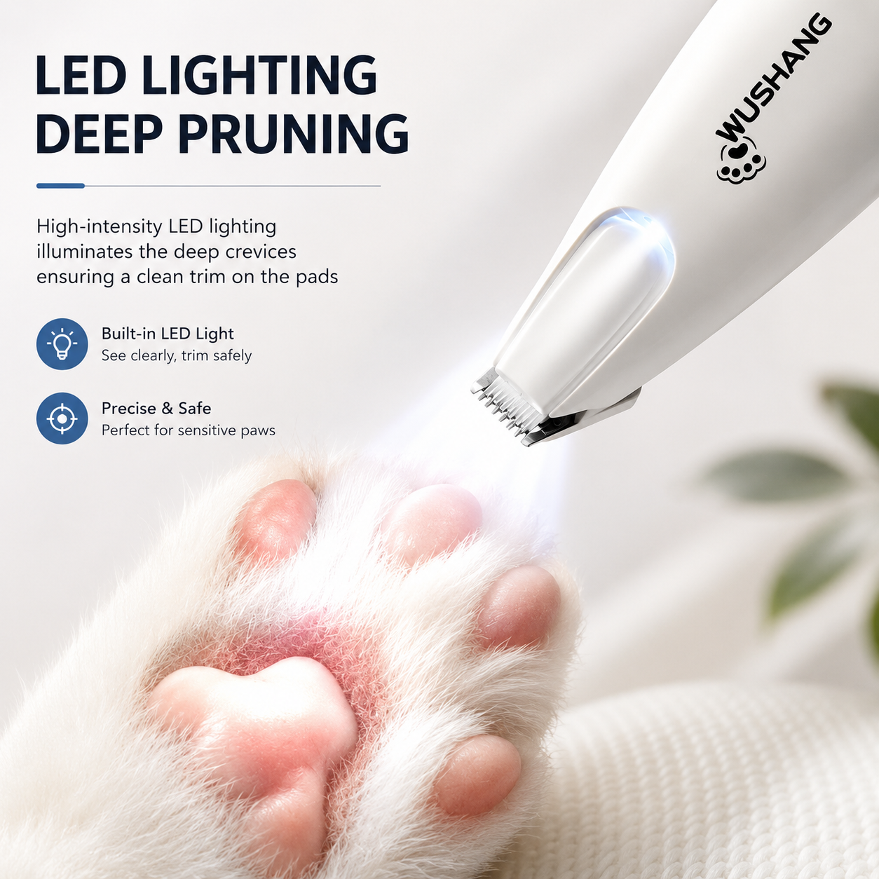 Quiet LED Paw Trimmer for Dogs & Cats – Rechargeable Grooming Clipper
