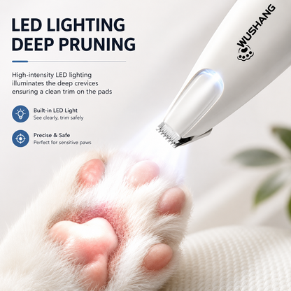 Quiet LED Paw Trimmer for Dogs & Cats – Rechargeable Grooming Clipper