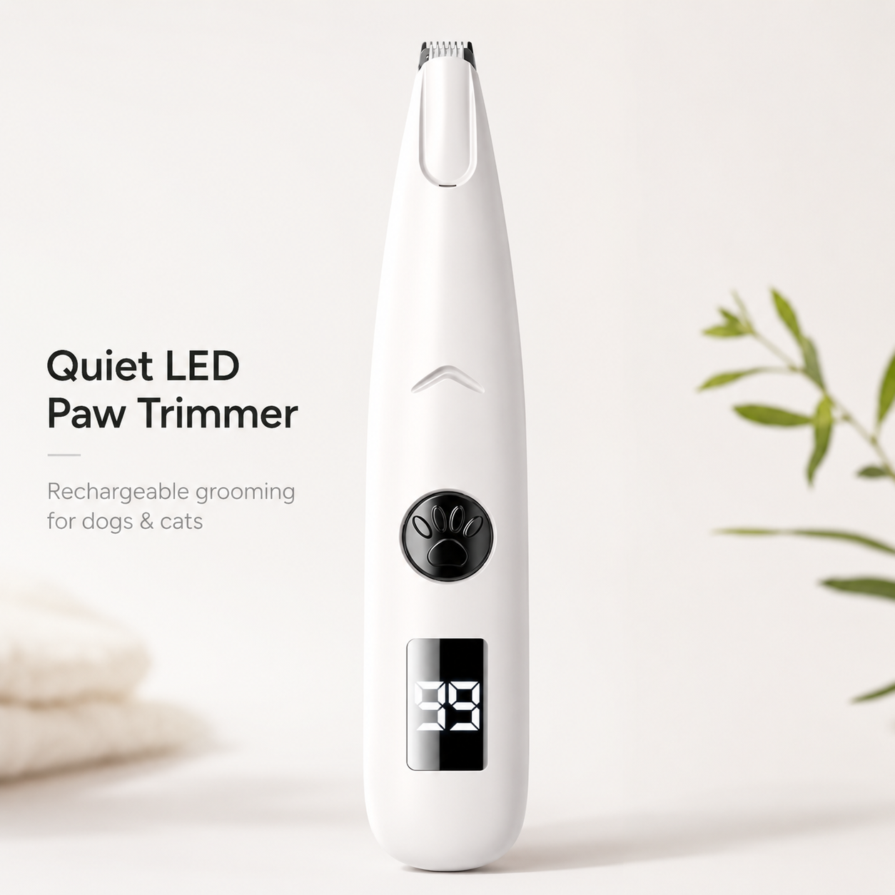 Quiet LED Paw Trimmer for Dogs & Cats – Rechargeable Grooming Clipper