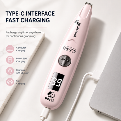 Quiet LED Paw Trimmer for Dogs & Cats – Rechargeable Grooming Clipper